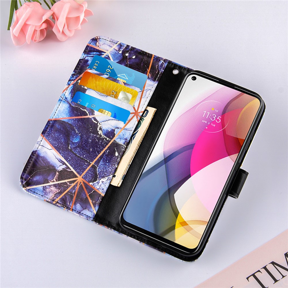 Wallet Stand Design Splicing Marble Pattern Leather Case Cover for Motorola Moto G Stylus (2021) - Style A-9