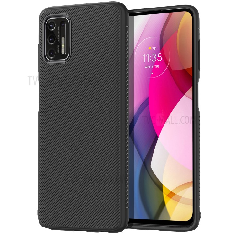 Jazz Series Twill Texture Flexible Super Slim Thicken TPU Case for Motorola Moto G Stylus (2021) - Black-1