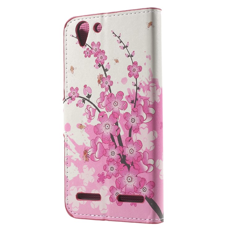 Phone Leather Wallet Case for Lenovo Vibe K5 Plus / Vibe K5 - Plum Blossom-2