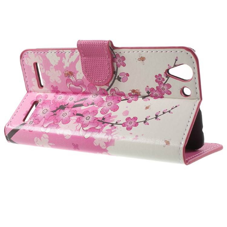 Phone Leather Wallet Case for Lenovo Vibe K5 Plus / Vibe K5 - Plum Blossom-3