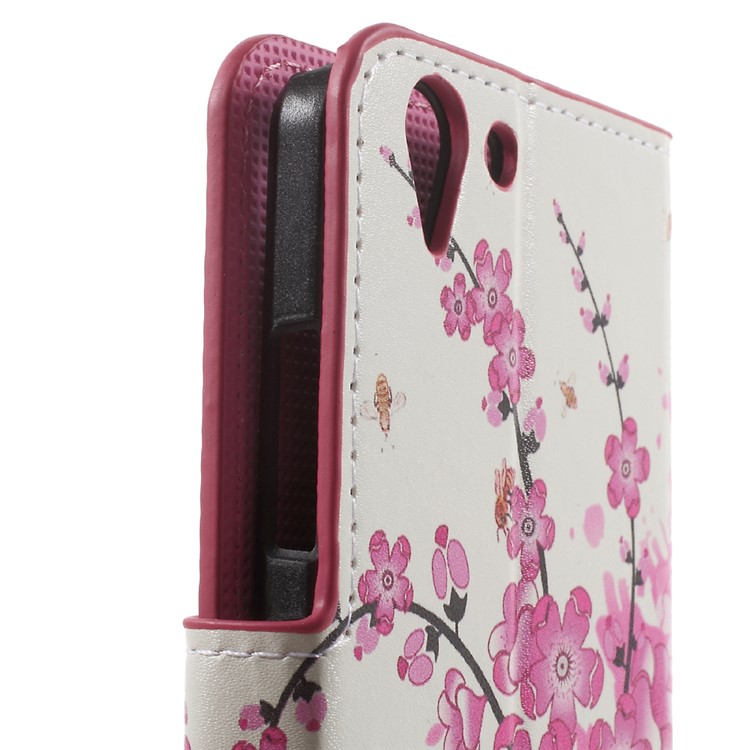 Phone Leather Wallet Case for Lenovo Vibe K5 Plus / Vibe K5 - Plum Blossom-7