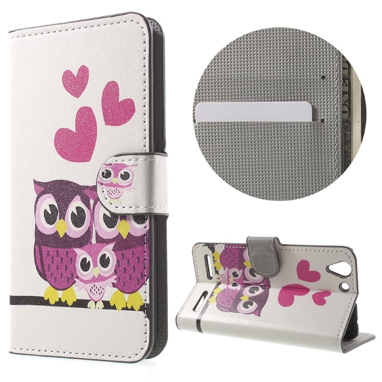 Magnetic Leather Stand Cover for Lenovo Vibe K5 Plus / Vibe K5 - Hearts and Owls-1