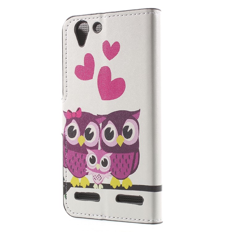 Magnetic Leather Stand Cover for Lenovo Vibe K5 Plus / Vibe K5 - Hearts and Owls-2