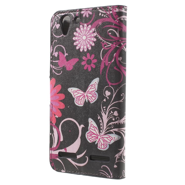 PU Leather Card Holder Case for Lenovo Vibe K5 Plus / Vibe K5 - Butterfly Flowers-2