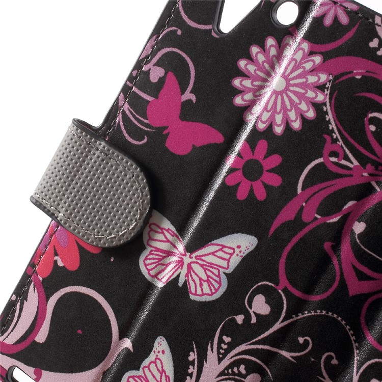 PU Leather Card Holder Case for Lenovo Vibe K5 Plus / Vibe K5 - Butterfly Flowers-5