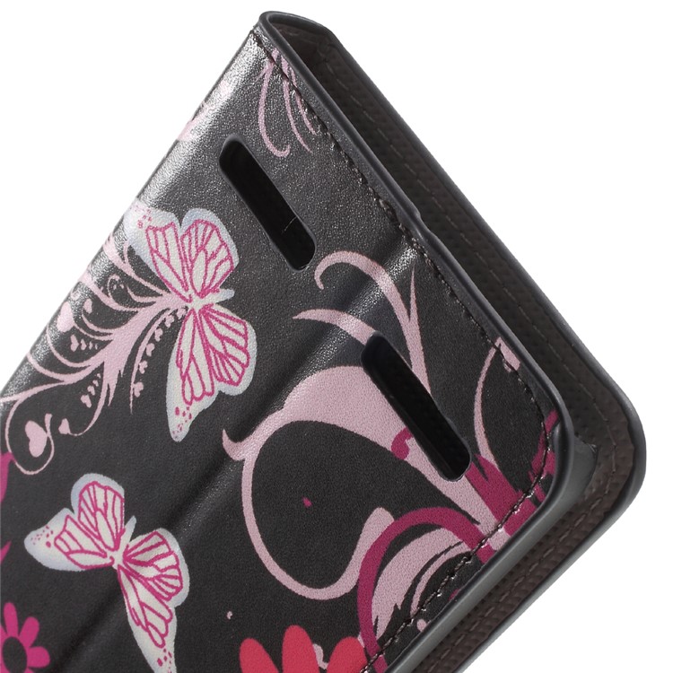 PU Leather Card Holder Case for Lenovo Vibe K5 Plus / Vibe K5 - Butterfly Flowers-8