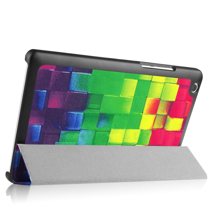 Tri-fold Stand Leather Flip Case for Lenovo Tab3 8 - 3D Effect Checks-5