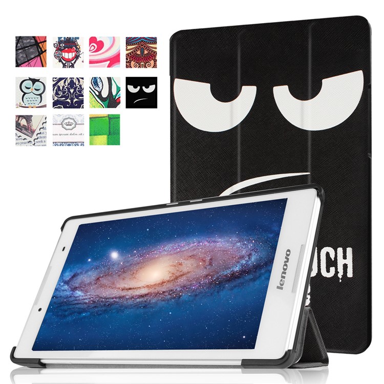 Tri-fold Stand Flip Leather Case for Lenovo Tab3 8 - Angry Face-1