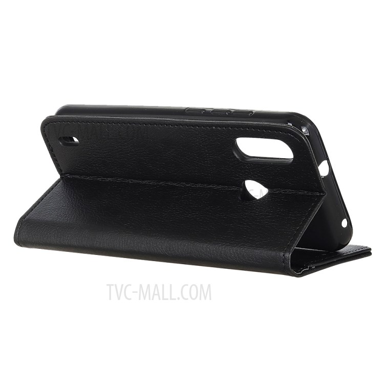 For Motorola Moto E7 Power 2021 Strong Magnetic-Absorbed Litchi Texture Split Leather Wallet Cover Case with Stand - Black-7