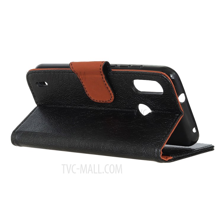 Nappa Texture Split Leather Cellphone Cover with Wallet Stand Design for Motorola Moto E7 Power - Black-8