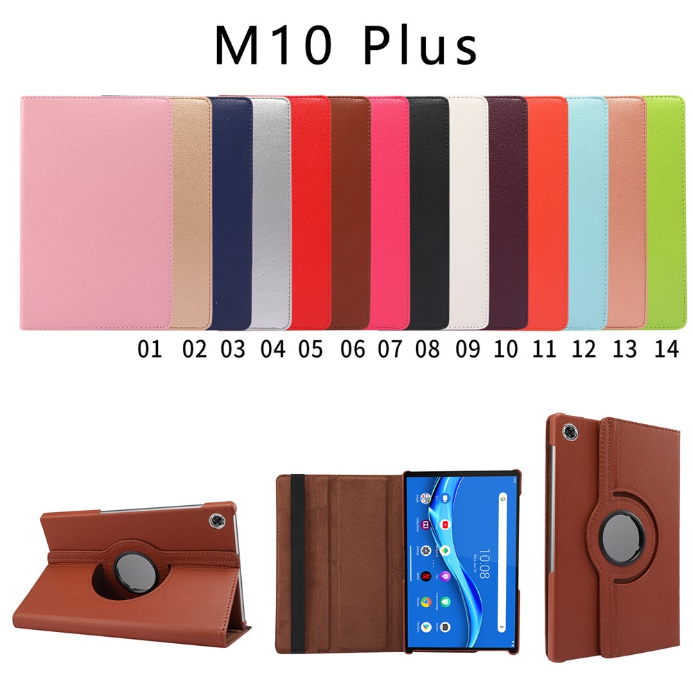 360° Swiveling Stand Design Litchi Texture Leather Case for Lenovo Tab M10 Plus - Black-5
