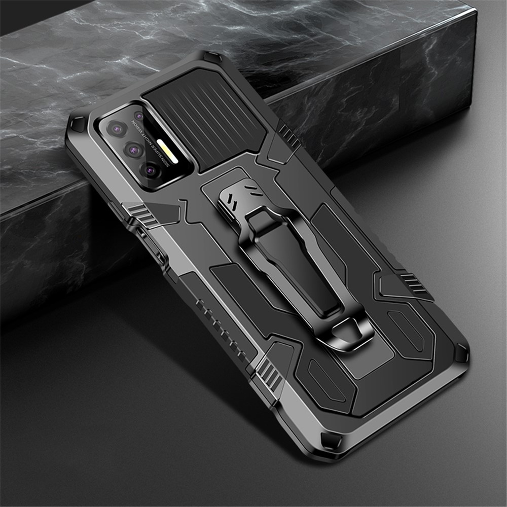 Back Clip Design Plastic + TPU + Metal Hybrid Case Shell with Kickstand for Motorola Moto G Stylus (2021) - Black-1