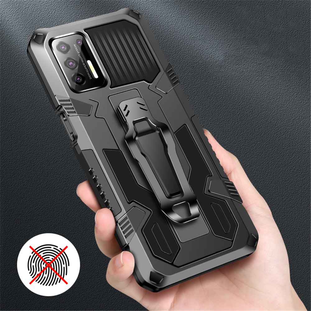 Back Clip Design Plastic + TPU + Metal Hybrid Case Shell with Kickstand for Motorola Moto G Stylus (2021) - Black-4