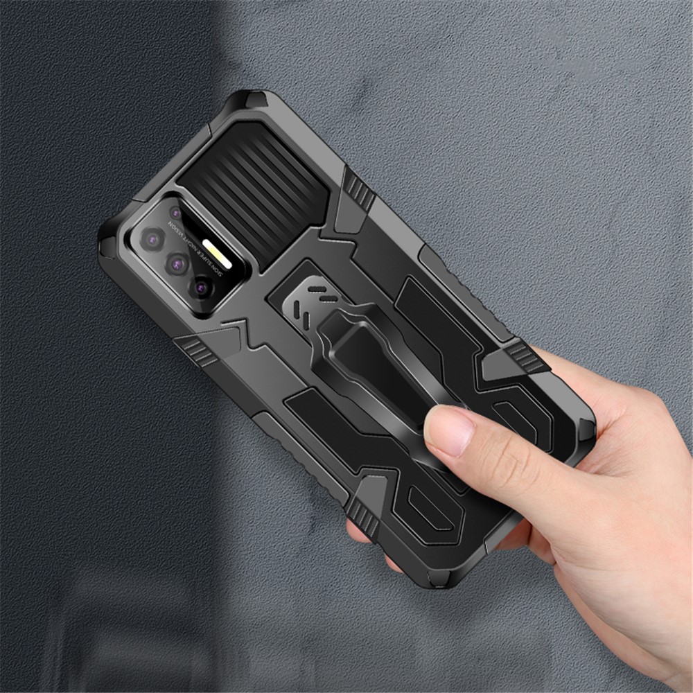 Back Clip Design Plastic + TPU + Metal Hybrid Case Shell with Kickstand for Motorola Moto G Stylus (2021) - Black-7