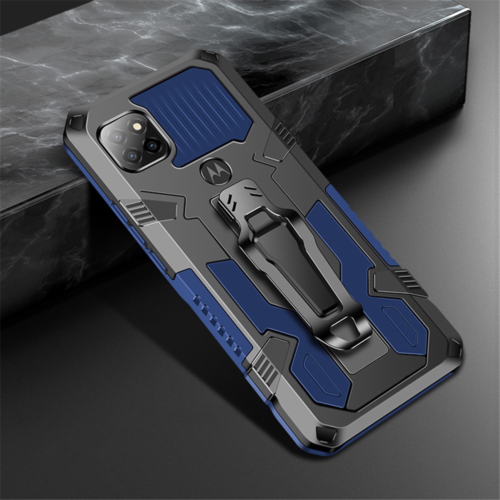 Plastic + TPU Hybrid Case Shell with Back Clip and Kickstand Design for Motorola One 5G Ace - Black-9