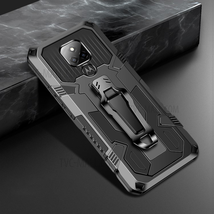 Back Clip Kickstand Design Hybrid Case Shell for Motorola Moto G Play (2021) - Black-1