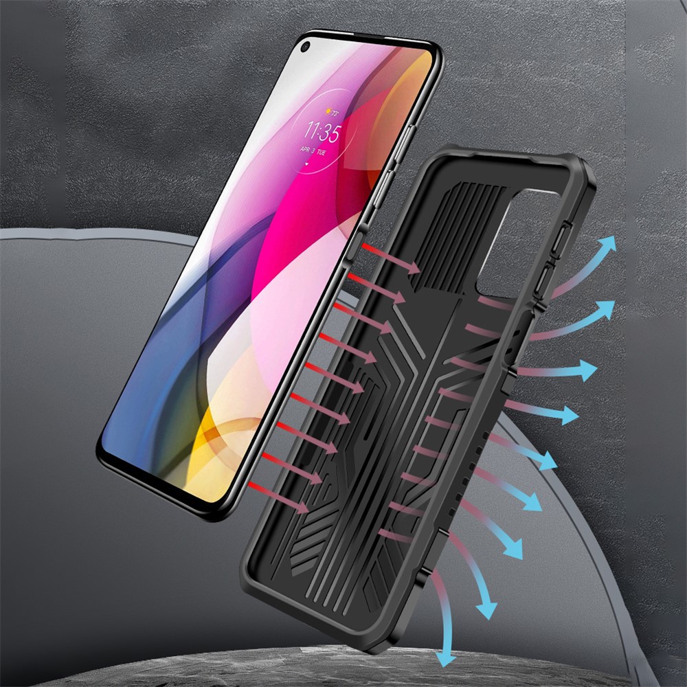 Vanguard Anti-Drop Four Corner Airbag Hybrid Mobile Case with Hidden Kickstand for Motorola Moto G Stylus (2021) - Black-6
