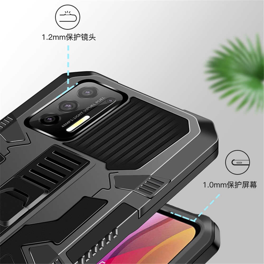 Vanguard Hidden Kickstand Design PC + TPU Hybrid Mobile Case with Four Corner Anti-Drop Airbag for Motorola Moto G Play (2021) - Black-4