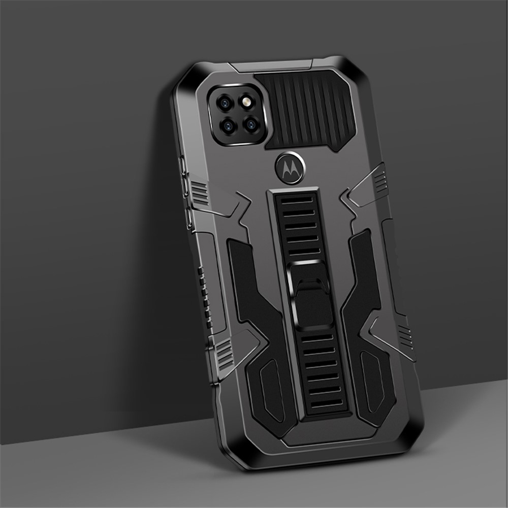 Vanguard Four Corner Anti-Drop Airbag PC + TPU Hybrid Hidden Kickstand Design Mobile Case with for Motorola One 5G Ace - Black-1