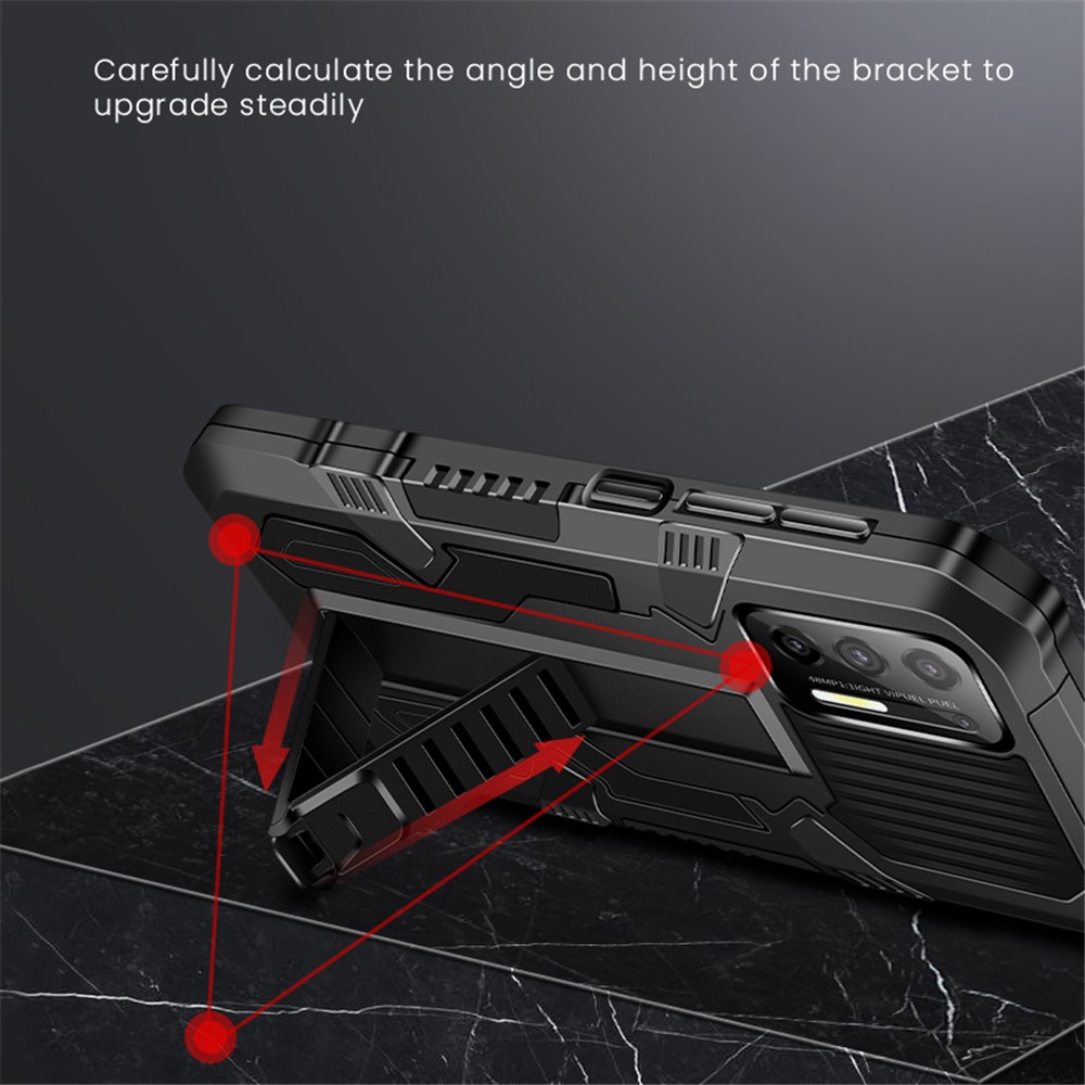 Vanguard Four Corner Anti-Drop Airbag PC + TPU Hybrid Hidden Kickstand Design Mobile Case with for Motorola One 5G Ace - Black-2