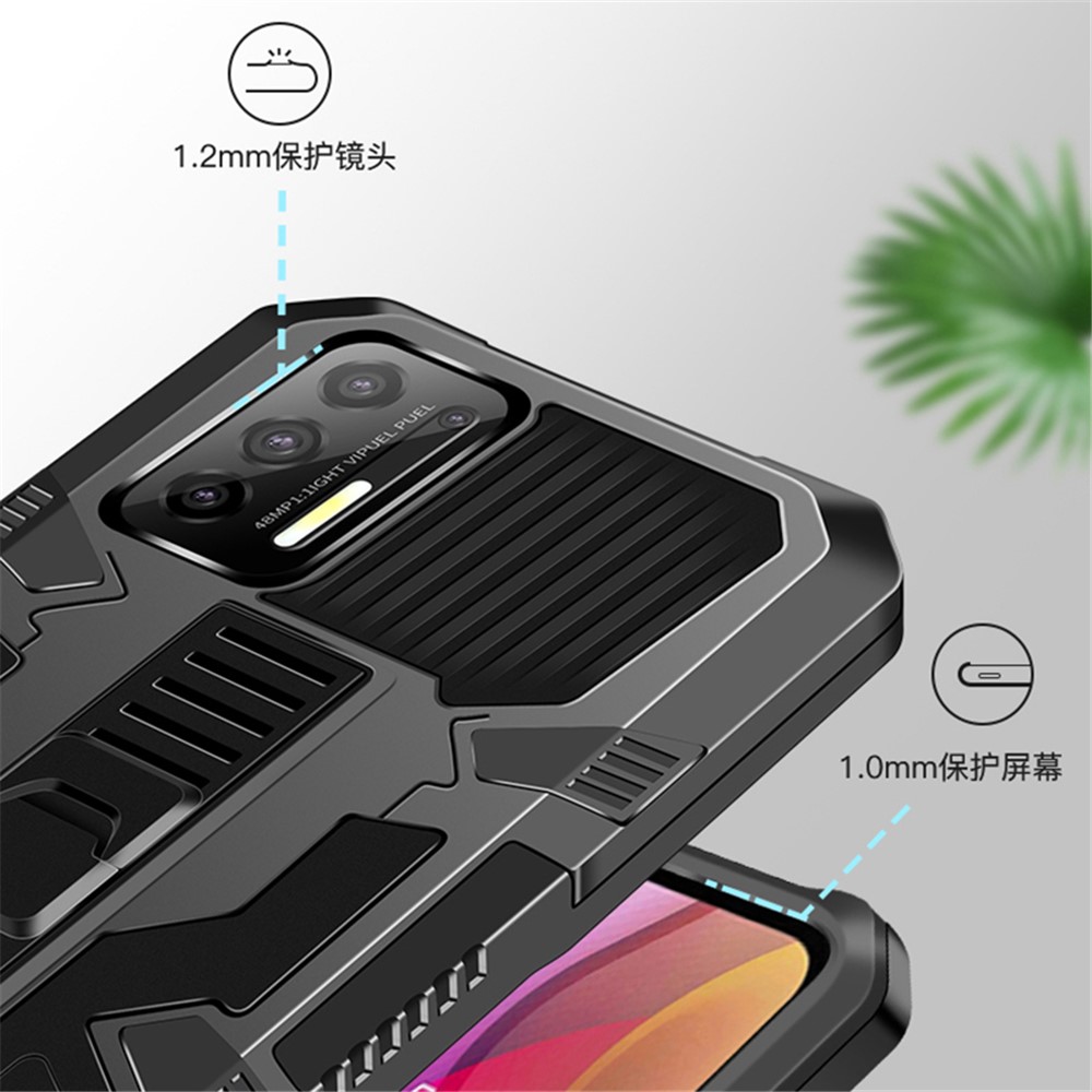Vanguard Four Corner Anti-Drop Airbag PC + TPU Hybrid Hidden Kickstand Design Mobile Case with for Motorola One 5G Ace - Black-4