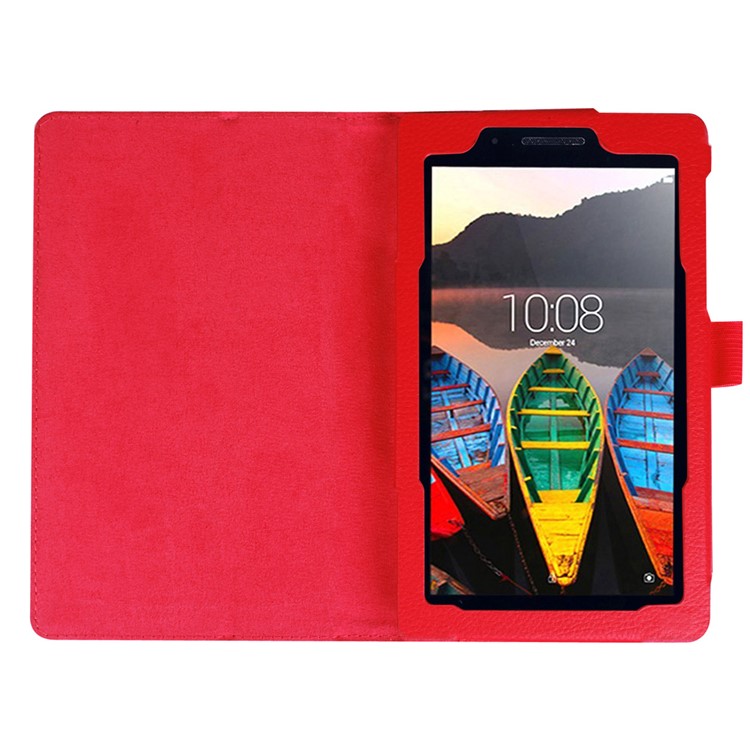 Litchi Texture Stand Leather Cover for Lenovo Tab3 7 - Red-5