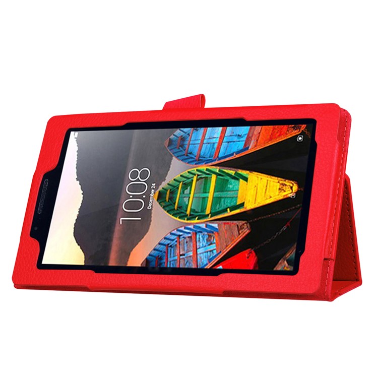 Litchi Texture Stand Leather Cover for Lenovo Tab3 7 - Red-6