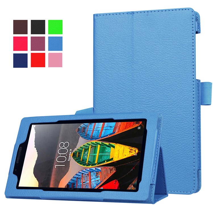 Litchi Texture Tablet Leather Case for Lenovo Tab3 7 - Light Blue-1