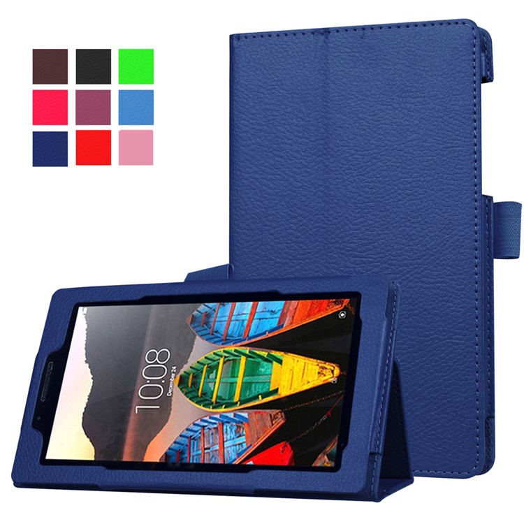 Litchi Texture Tablet Leather Cover for Lenovo Tab3 7 - Dark Blue-1