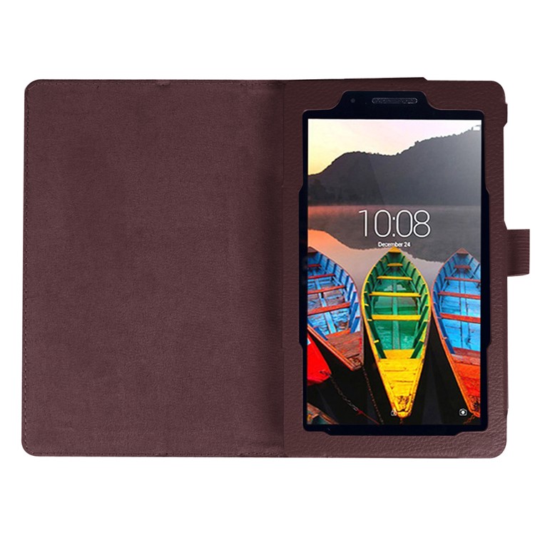 Litchi Texture Protective Leather Cover for Lenovo Tab3 7 - Coffee-5