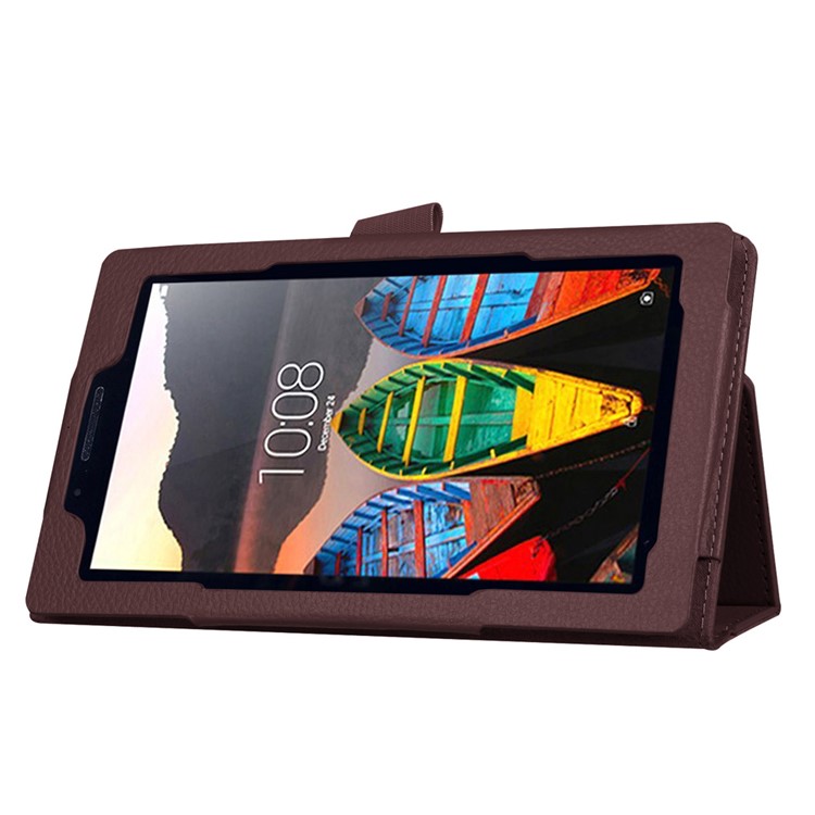 Litchi Texture Protective Leather Cover for Lenovo Tab3 7 - Coffee-6
