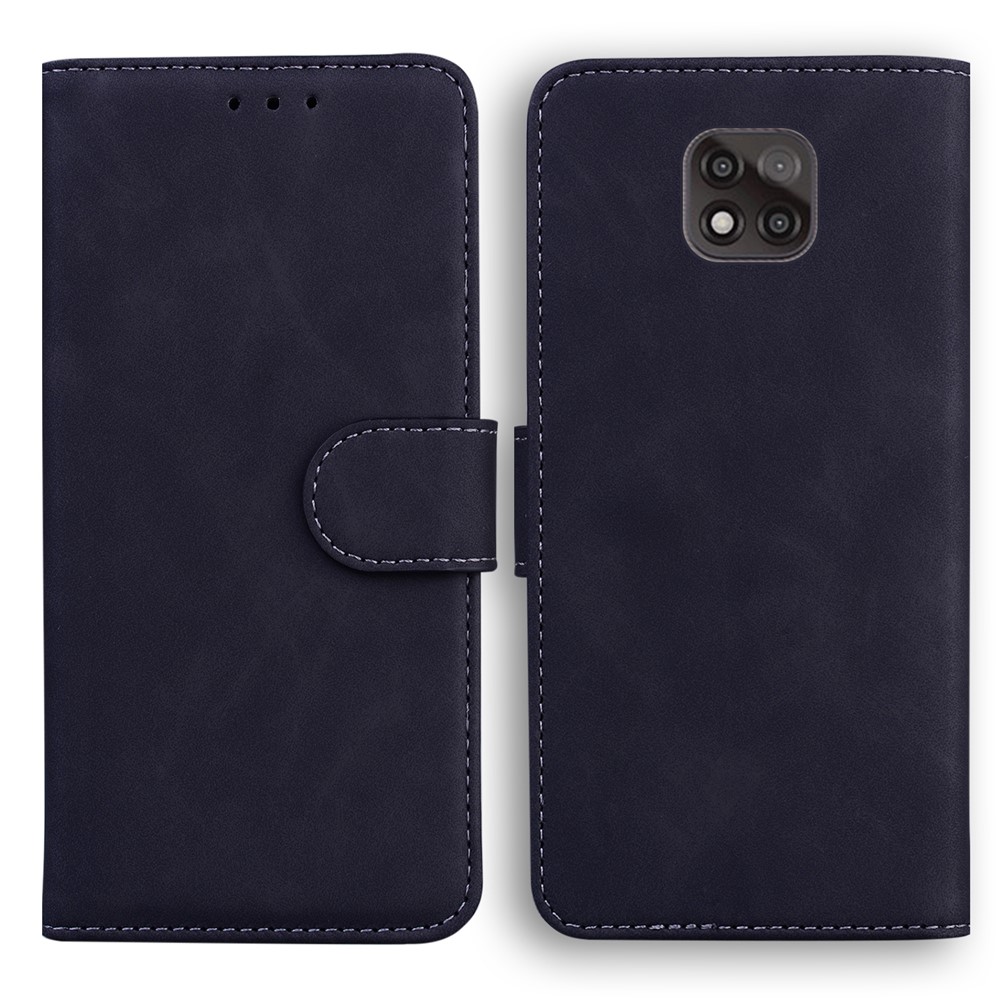 Wallet Design Plain Leather Stand Case for Motorola Moto G Power (2021) - Black-1