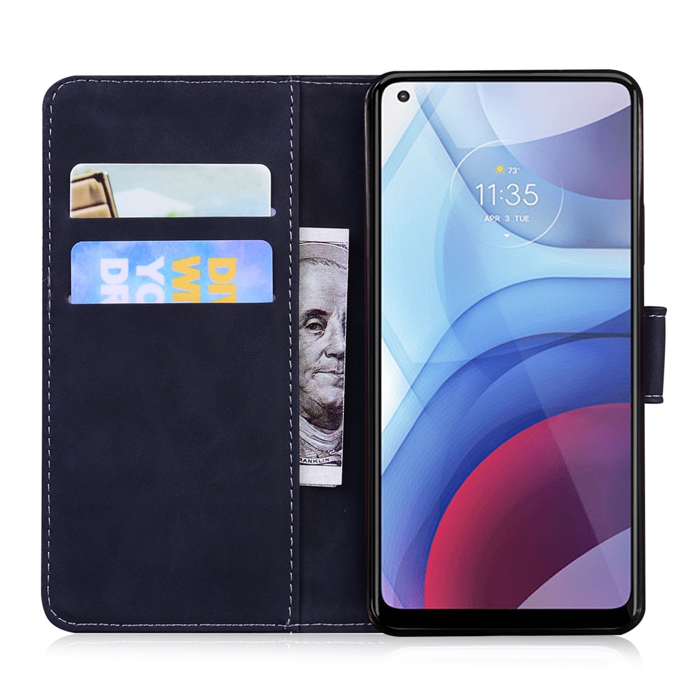 Wallet Design Plain Leather Stand Case for Motorola Moto G Power (2021) - Black-4