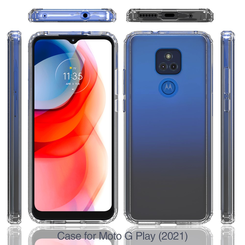 Four Corner Thicken Transparent Anti-Scratch TPU + Acrylic Hybrid Shell for Motorola Moto G Play (2021)-2