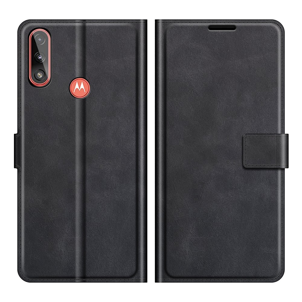 Wallet Design Magnetic Buckle Leather Stand Case for Motorola Moto E7 Power Cellphone Cover - Black-1