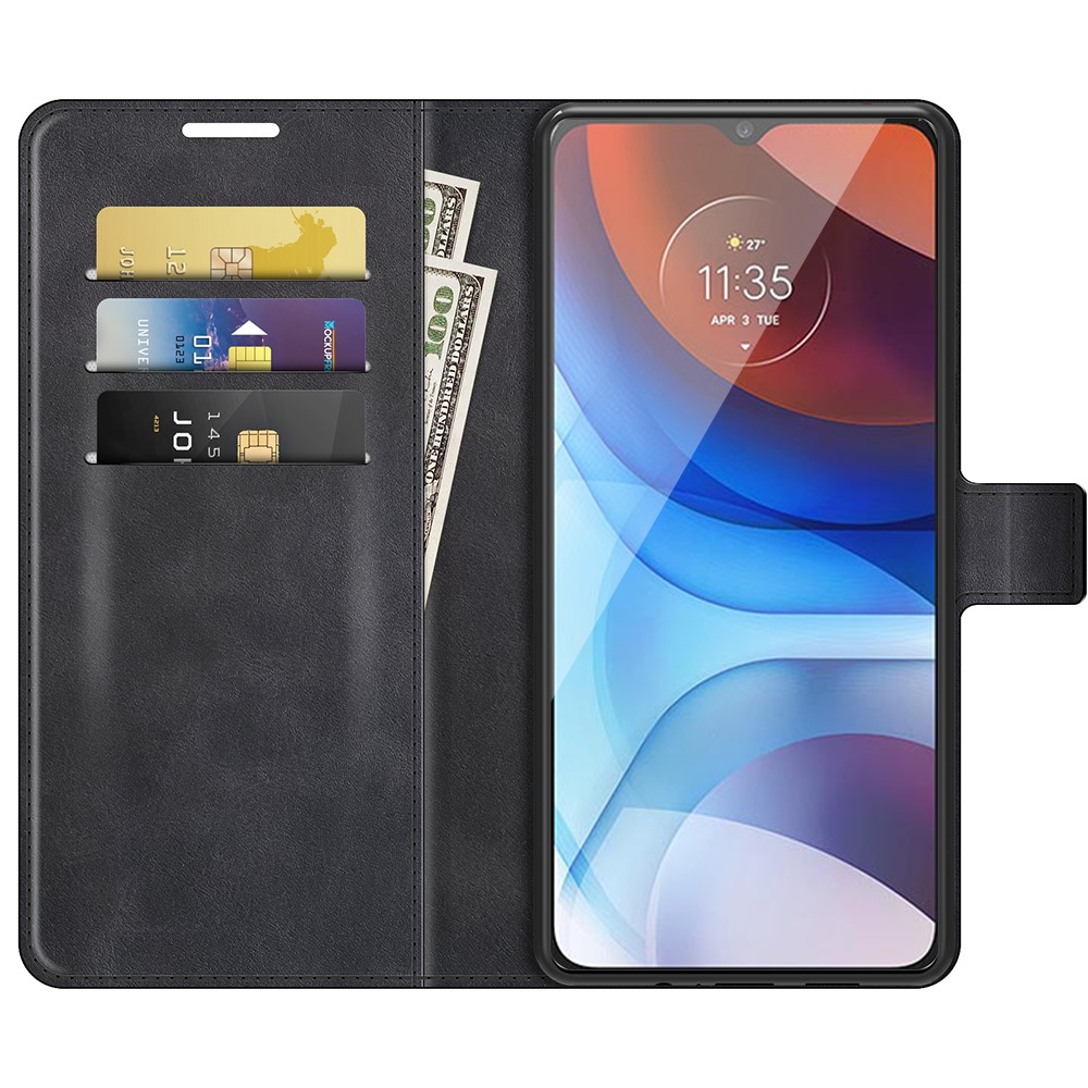 Wallet Design Magnetic Buckle Leather Stand Case for Motorola Moto E7 Power Cellphone Cover - Black-2