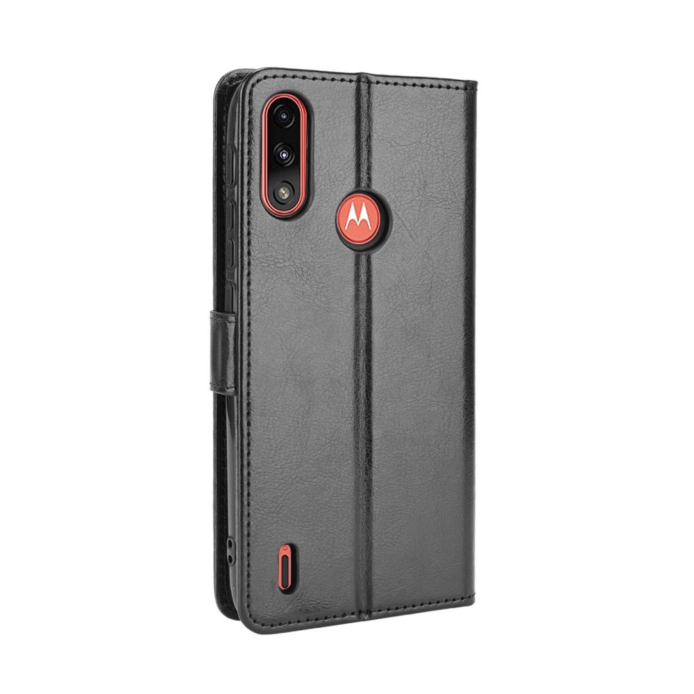 Crazy Horse Texture Leather Wallet Cell Phone Case for Motorola Moto E7 Power - Black-2