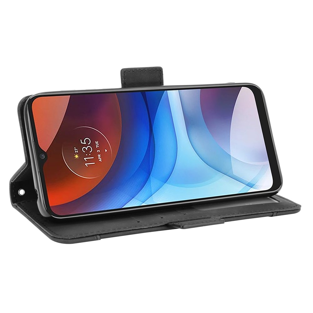 Wallet Design Leather Phone Feature Protective Cover Case with Stand and Multiple Card Slots for Motorola Moto E7 Power - Black-7
