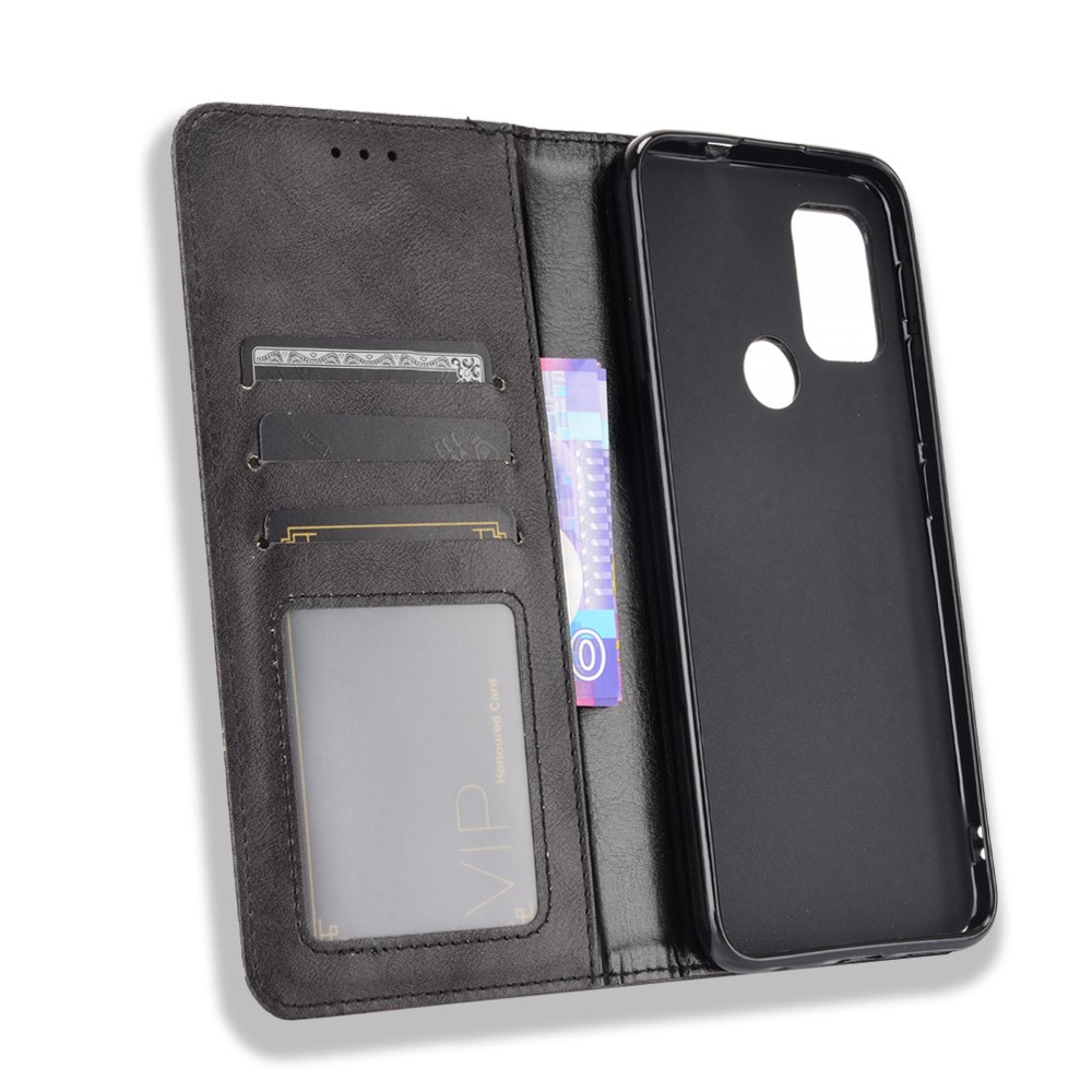 Magnetic Vintage Style Wallet Stand Phone Case Cover for Motorola Moto G30 / Motorola Moto G10 - Black-3