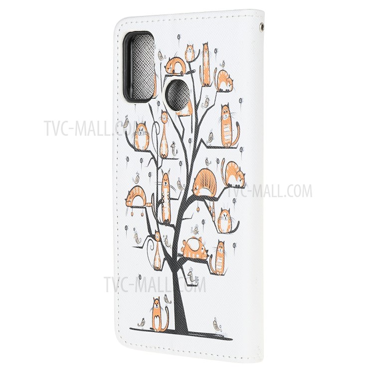 3D Pattern Printing Cross Texture Leather Wallet Stand Case Shell for Motorola Moto G30/ G10 - Pet Tree-3