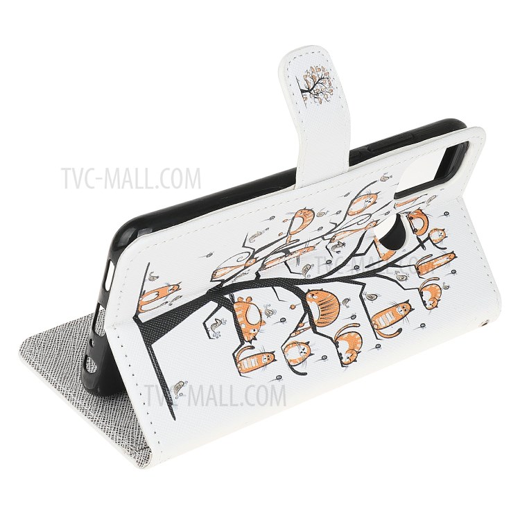 3D Pattern Printing Cross Texture Leather Wallet Stand Case Shell for Motorola Moto G30/ G10 - Pet Tree-4