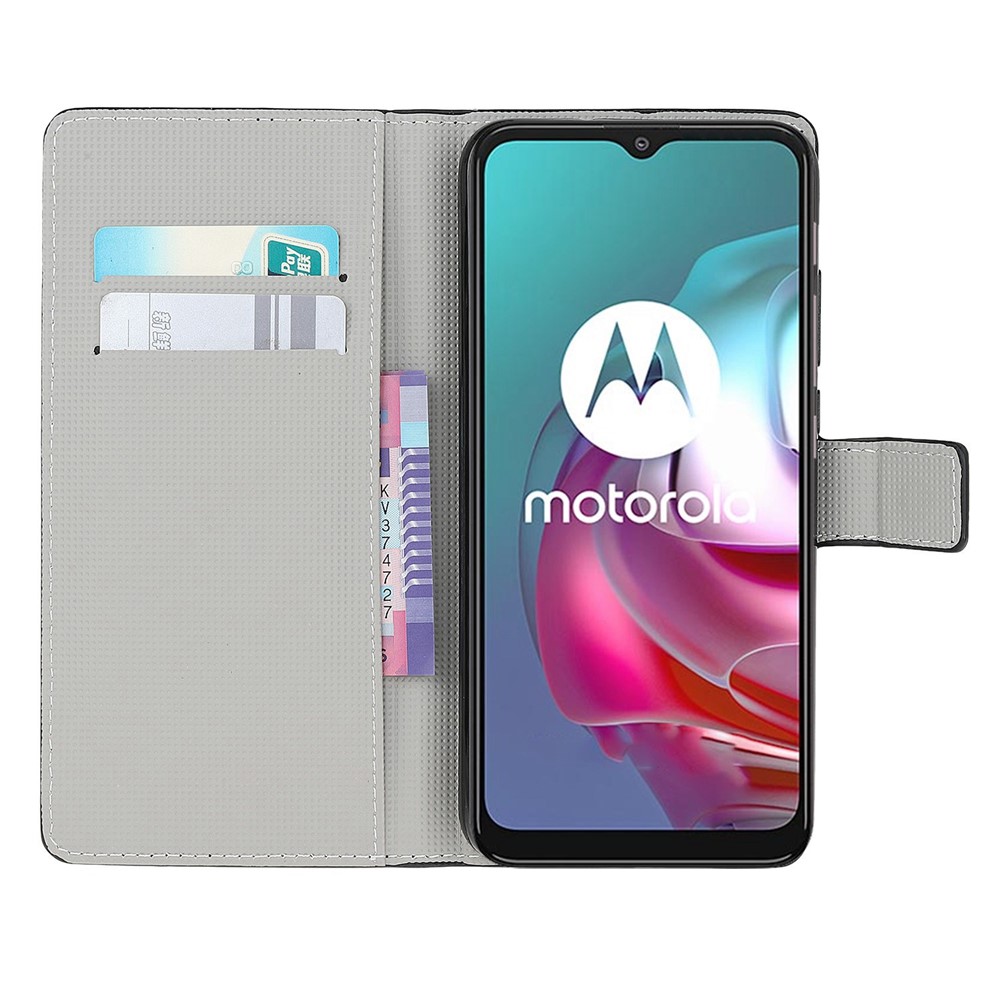 Pattern Printing Leather Protective Cover Wallet Stand Phone Shell for Motorola Moto G30 / G10 - Butterfly-3