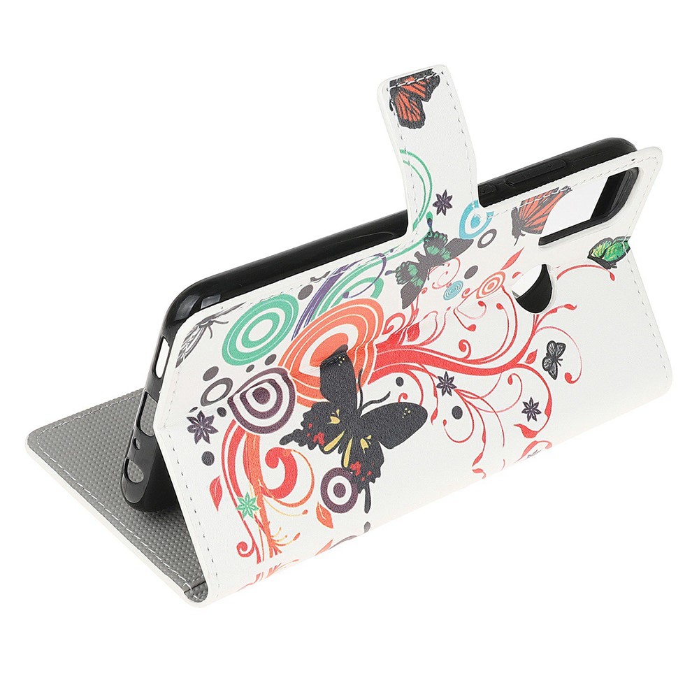 Pattern Printing Leather Protective Cover Wallet Stand Phone Shell for Motorola Moto G30 / G10 - Butterfly-4