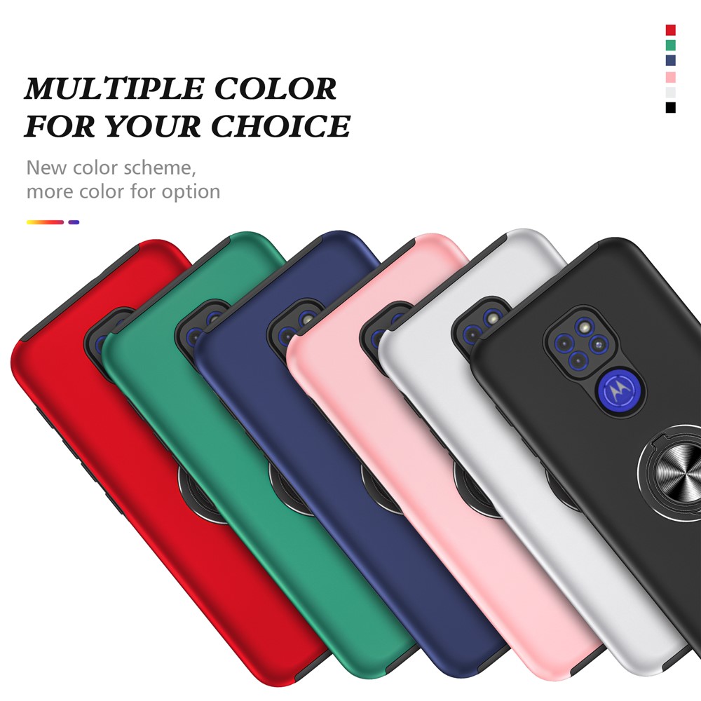 Ring Shape Kickstand Design Hybrid Phone Case Cover for Motorola Moto G9 Play - Black-8