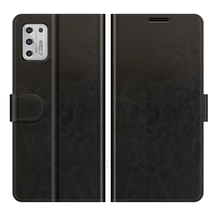 Crazy Horse Wallet Stand Leather Shell for Motorola Moto G Stylus (2021) - Black-1