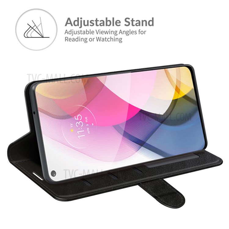 Crazy Horse Wallet Stand Leather Shell for Motorola Moto G Stylus (2021) - Black-5