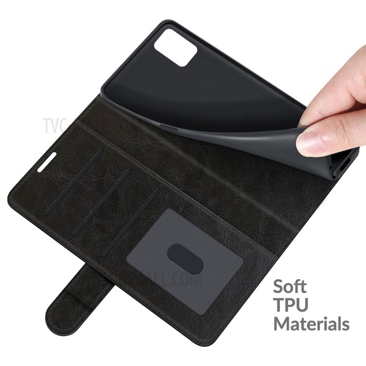 Crazy Horse Wallet Stand Leather Shell for Motorola Moto G Stylus (2021) - Black-7