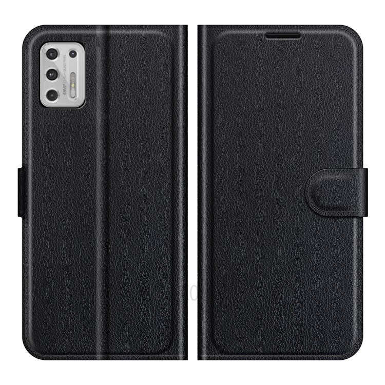 Litchi Skin Leather Case Wallet Stand Protective Phone Shell Cover for Motorola Moto G Stylus (2021) - Black-1