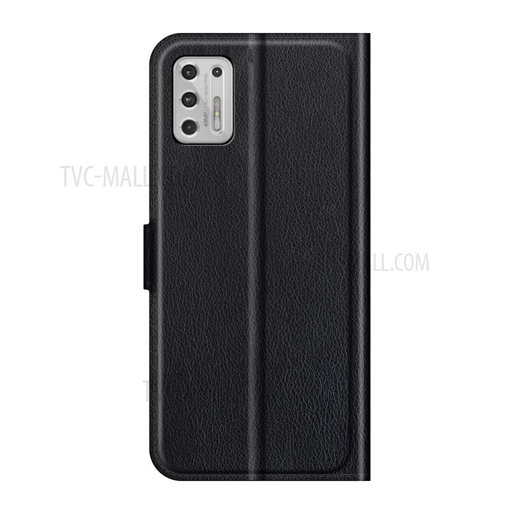 Litchi Skin Leather Case Wallet Stand Protective Phone Shell Cover for Motorola Moto G Stylus (2021) - Black-3
