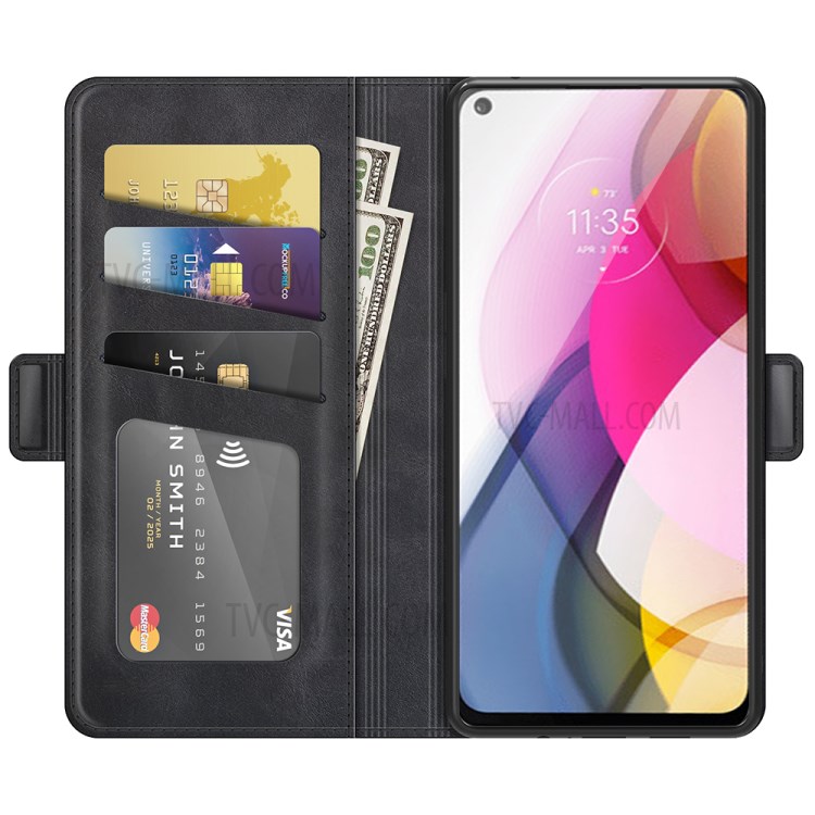 Magnet Adsorption Leather Stand Wallet Phone Case for Motorola Moto G Stylus (2021) - Black-4